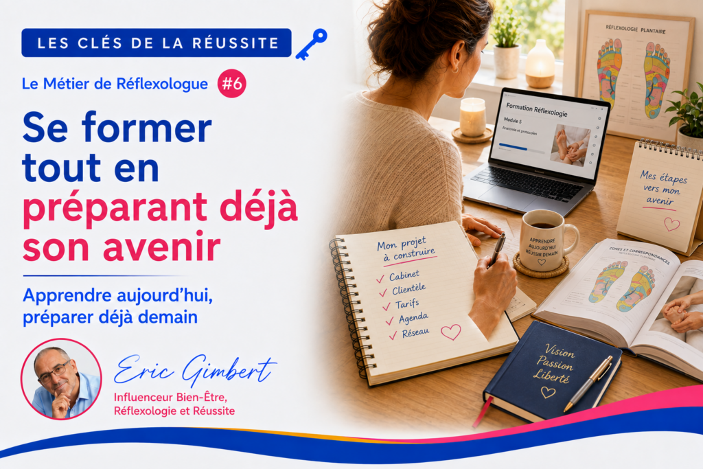 future réflexologue préparant son prjet professionnel pendant sa formation en réflexologie